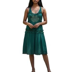 Urban Outfitters Lux Steampunk Victorian Green Ruffle Midi Dress Size 5